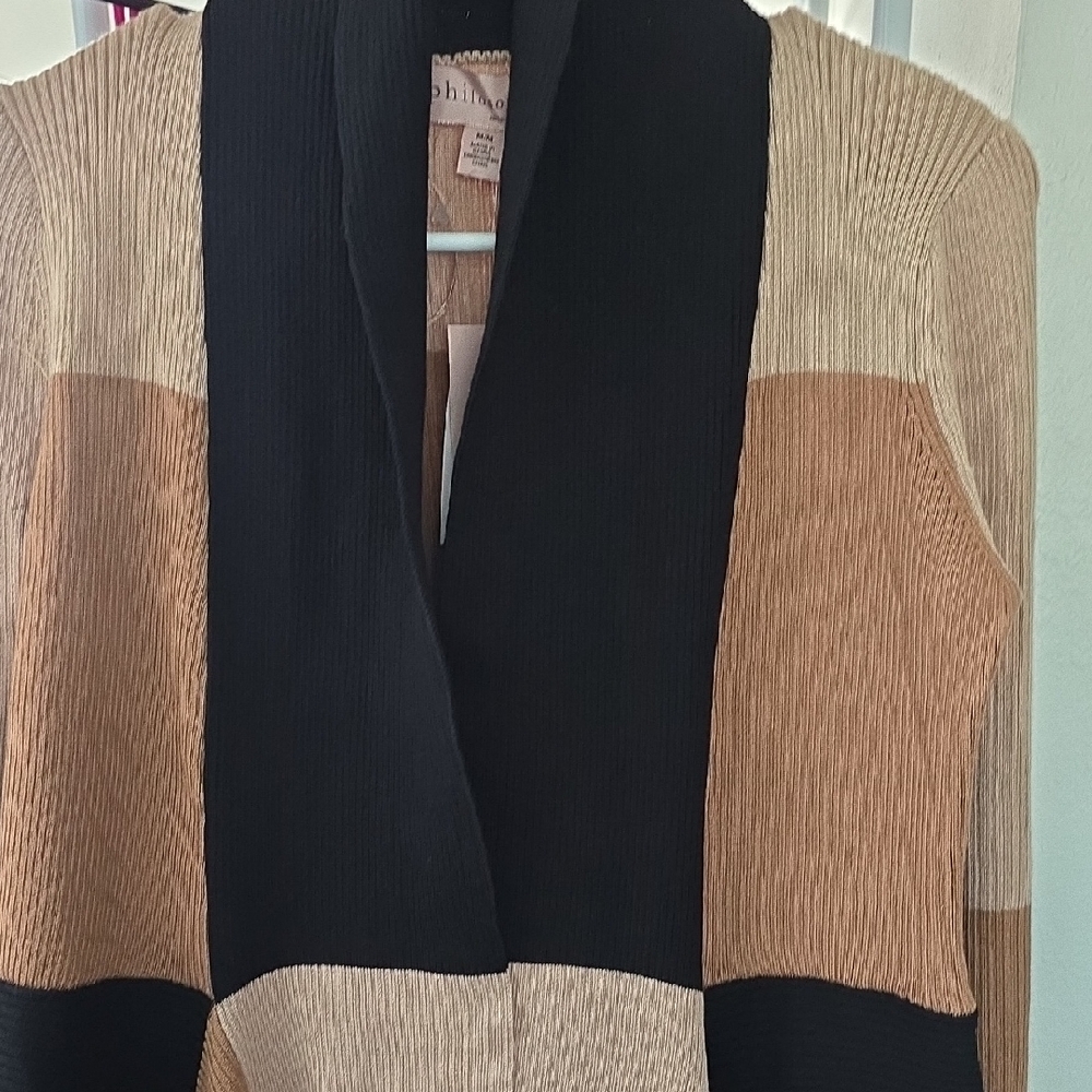 Philosophy Women's Striped Cardigan - Black, Tan, Beige